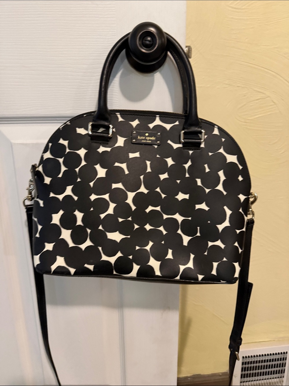 kate spade Black & White Printed Dome Satchel